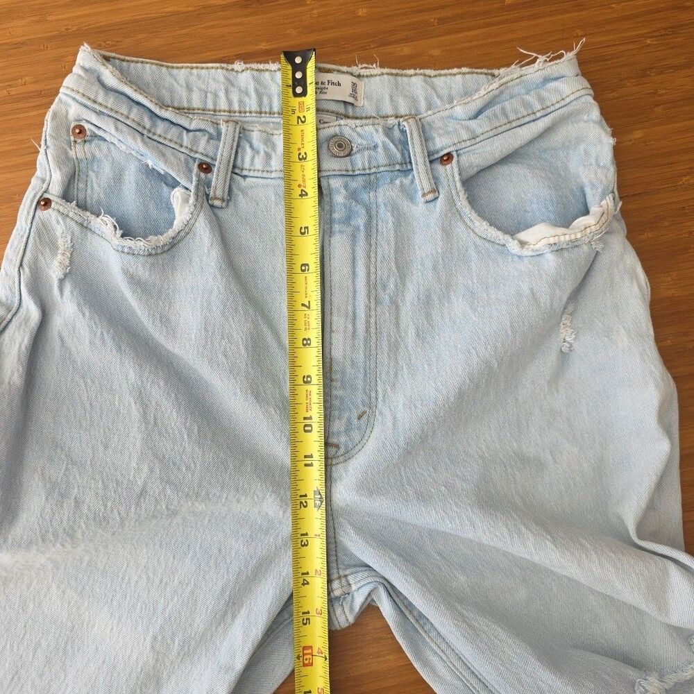 Abercrombie & Fitch Jeans '90s Straight High Rise 10 Wide Baggy Distressed Y2K - Picture 11 of 12